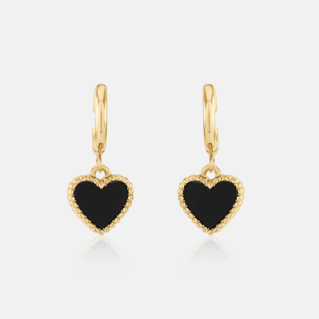 heart motiff earings - black