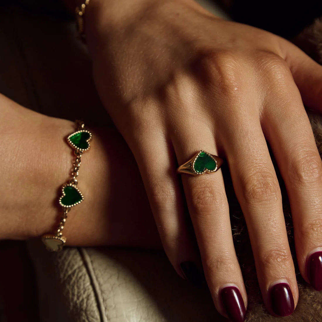 Heart Signet - Emerald Marble