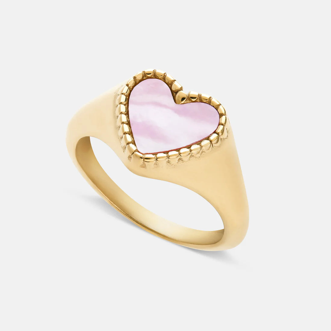 Heart signet ring pink