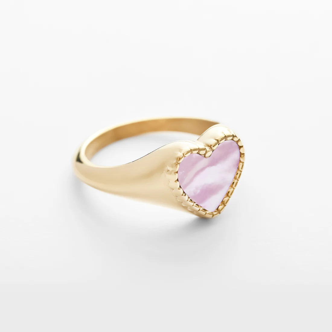 Heart signet ring pink