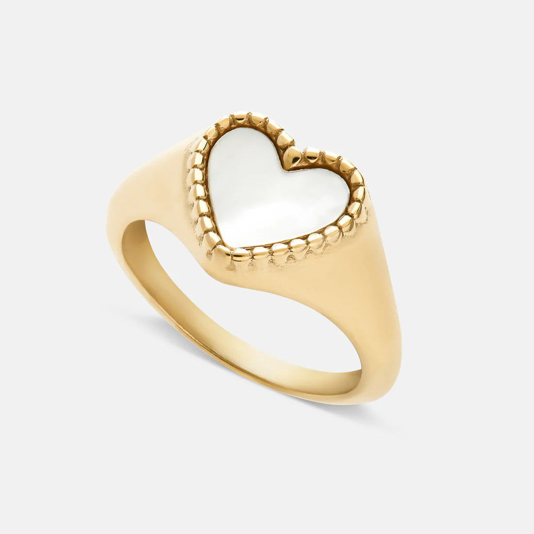 Heart signet ring white